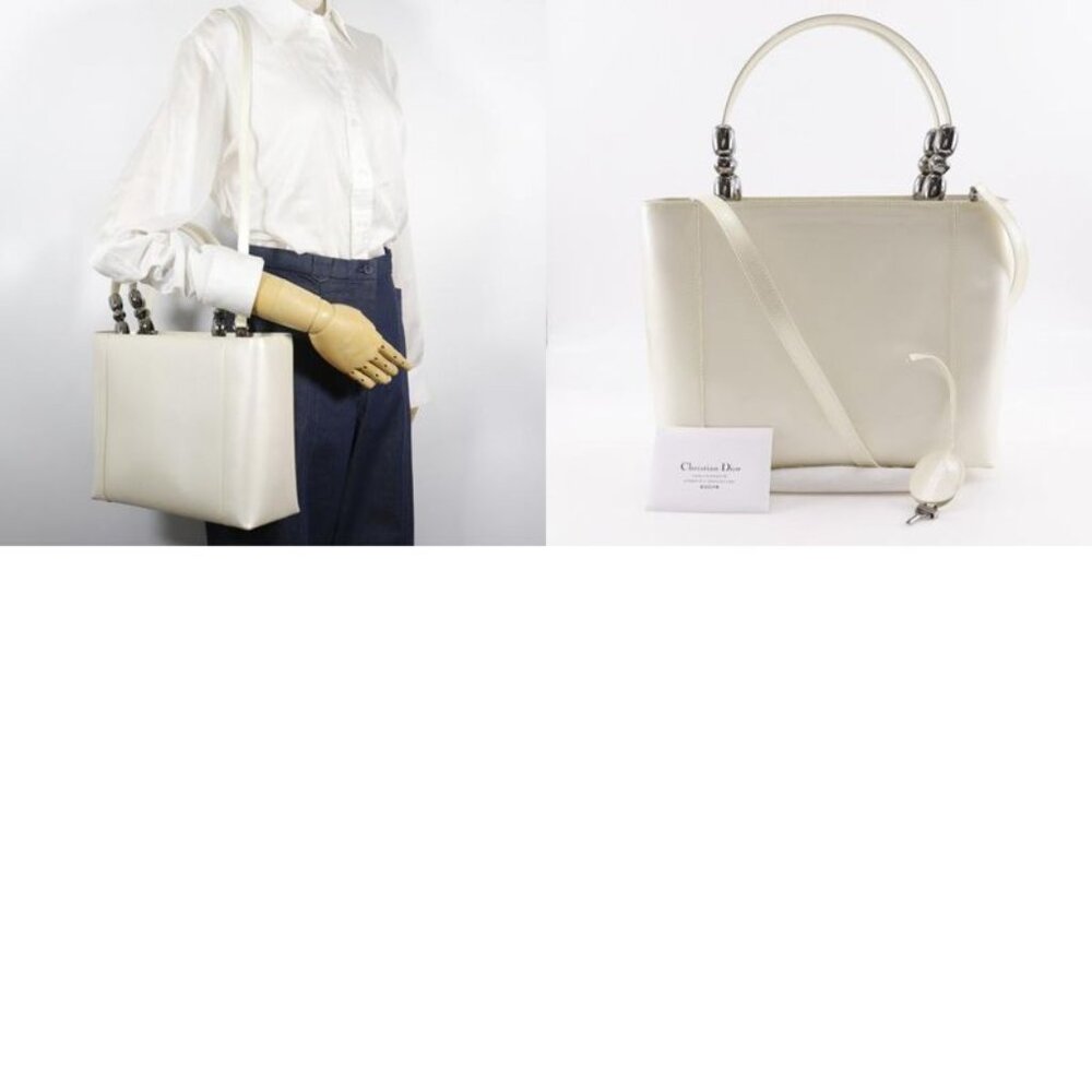 Christian Dior Maris Pearl 2-Way Shoulder Patent Leather Off White - Picture 10 of 10
